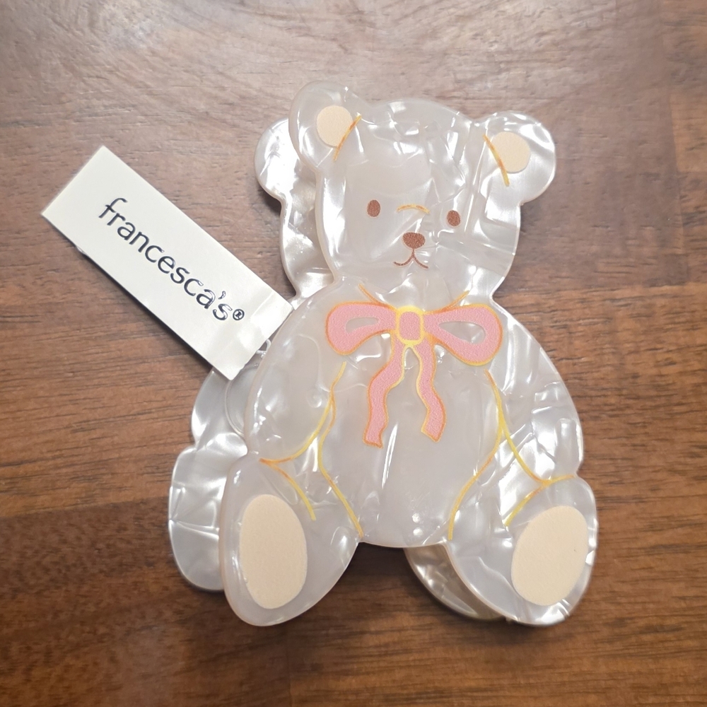 NWT Francesa's Marble Teddy Bear Hair Claw Clip
